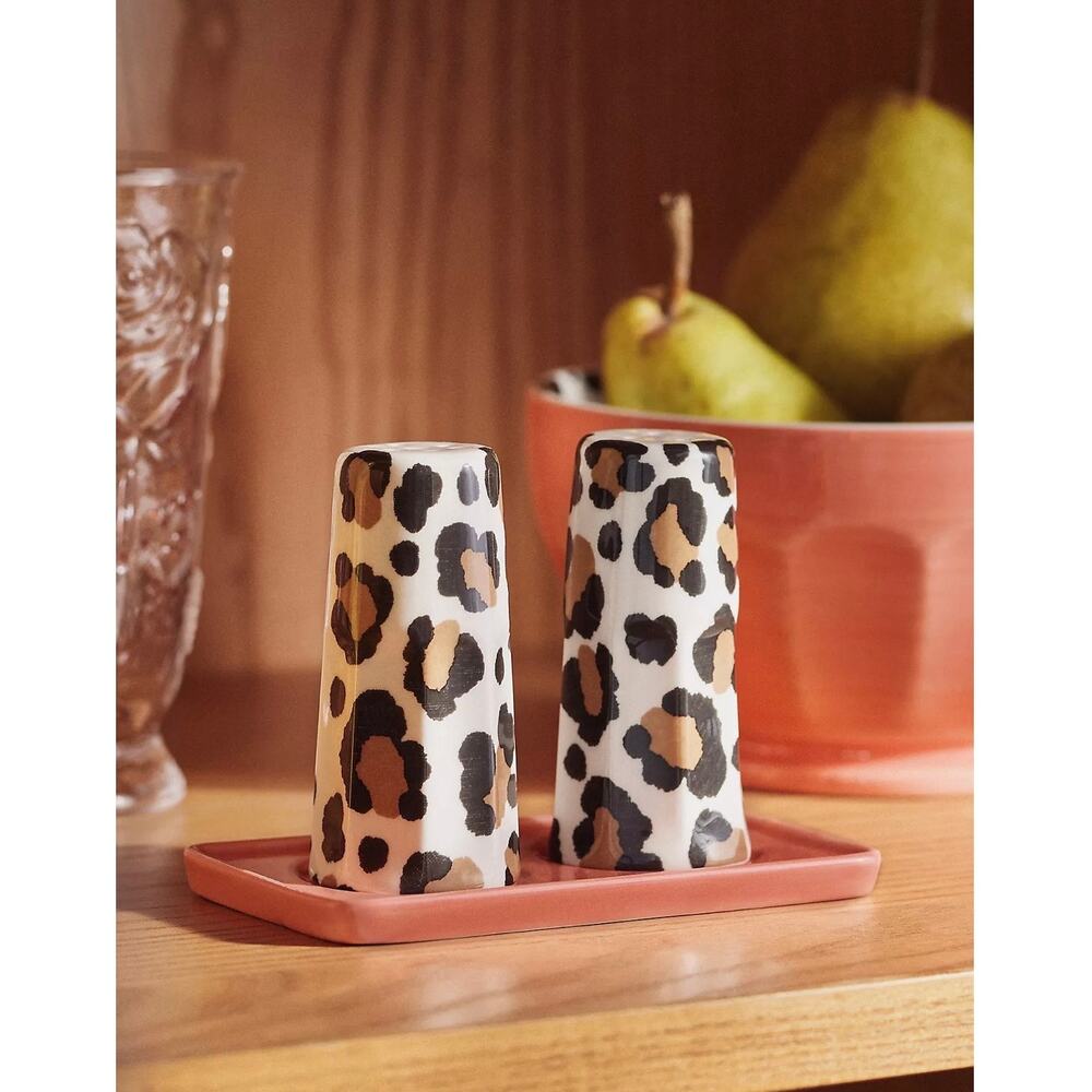 Anthropologie Chintzware Leopard Stoneware Salt & Pepper
